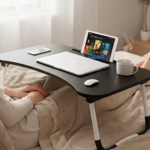 Mesa Multiuso Portátil Para Notebook Dobrável Conforto Preta