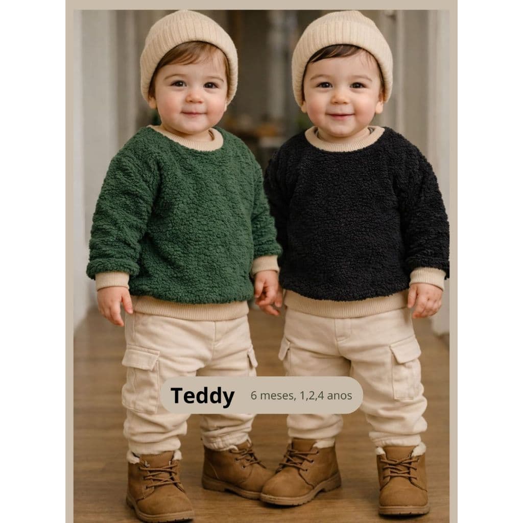 Blusa Infantil Menino Teddy Manga Longa moda kids**&