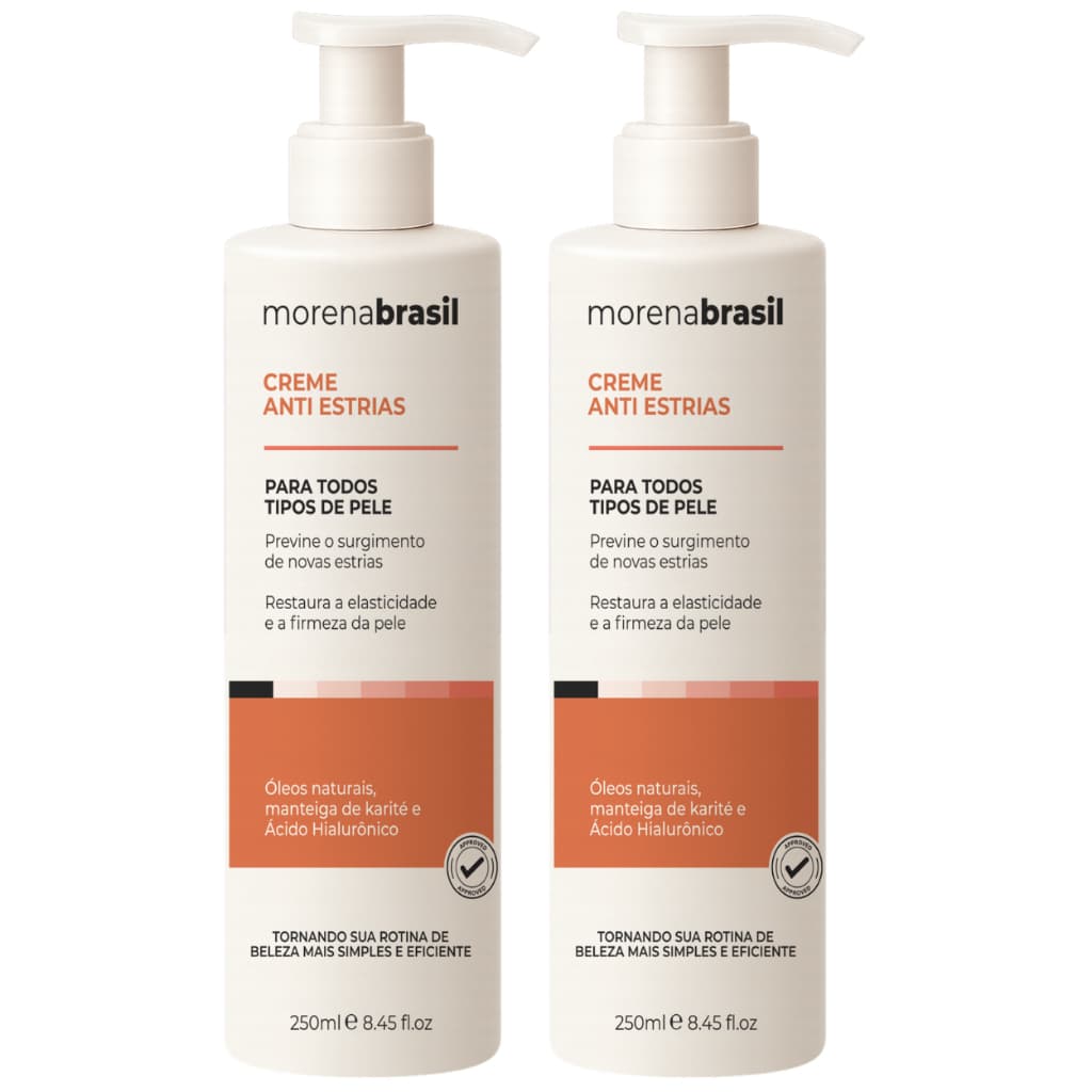 Kit 2x Creme Anti Estrias Morena Brasil - Com Ácido Hialurônico e Óleos Naturais