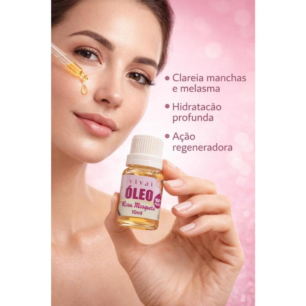 Óleo de Rosa Mosqueta 100% Puro Vivai Clareador Melasma Anti-Rugas e Regenerador da Pele