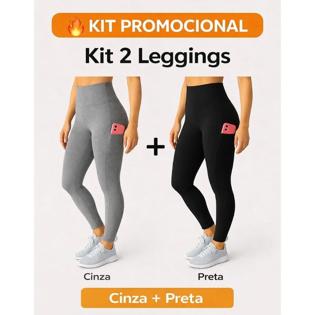 KIT com 2 CALÇA Legging com BOLSO Lateral - Academia - Conforto - Dia a Dia