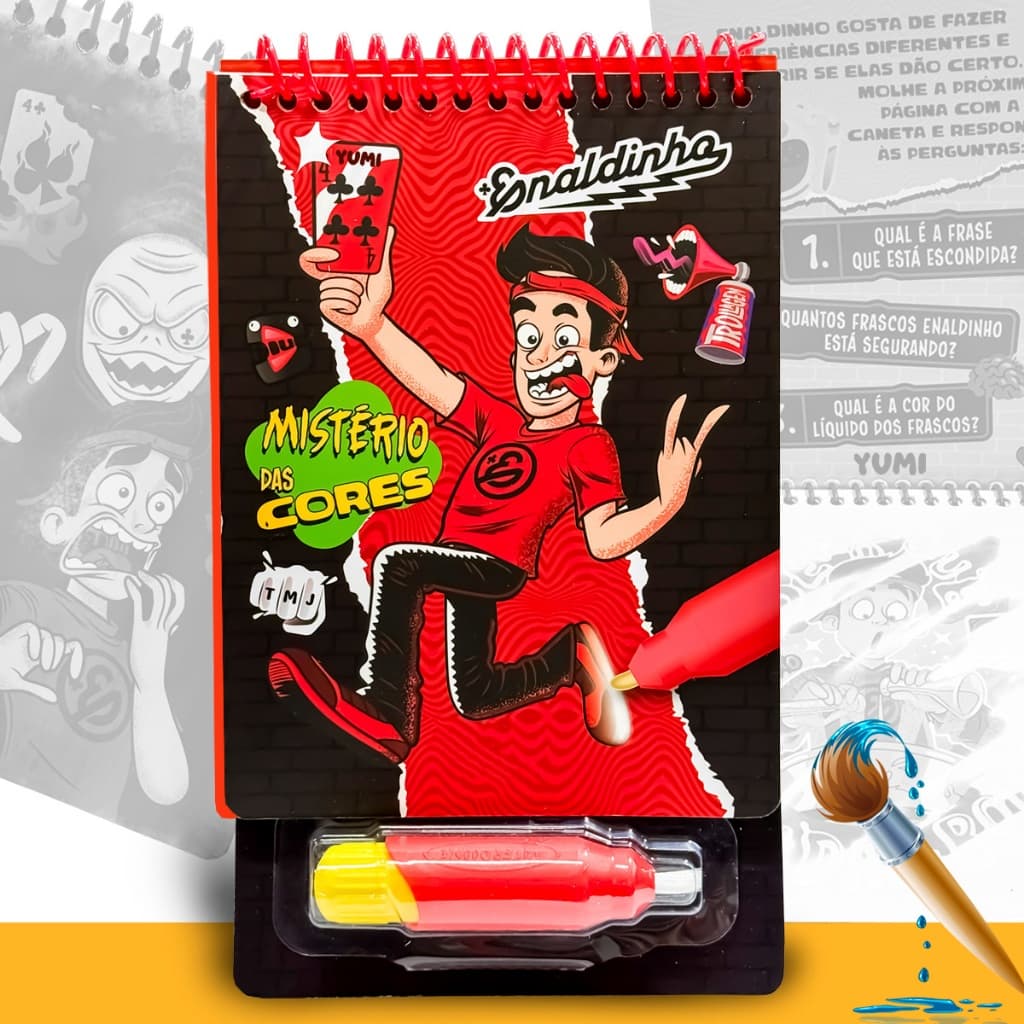 Livro Infantil Pinte com Água Enaldinho | Acompanha Pincel Para Crianças - Capa Dura Espiral