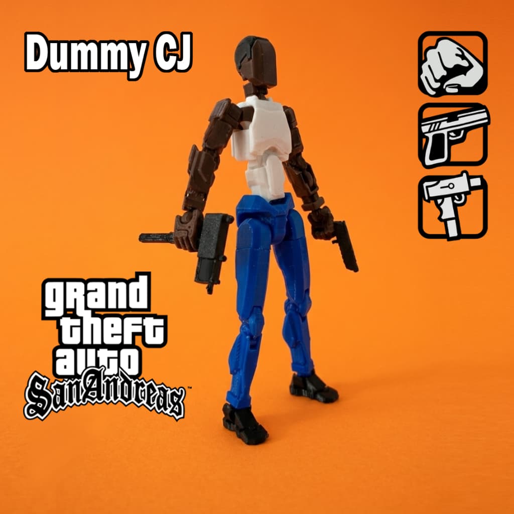 Boneco Articulado CJ GTA San Andreas Dummy 13 com Acessórios e Articulações Móveis