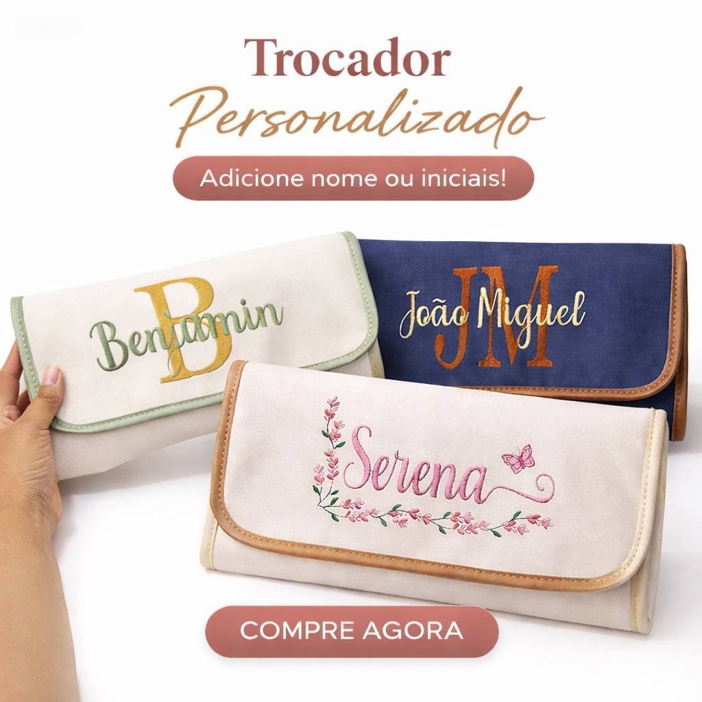 Trocador Luxo Personalizado + Nome do Bebê + Portátil + Impermeável + Bolsa Maternidade