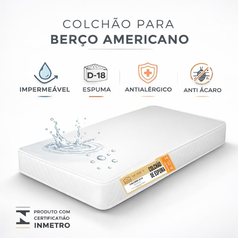 Colchão De Berço Impermeável 130x70 Modelo Americano