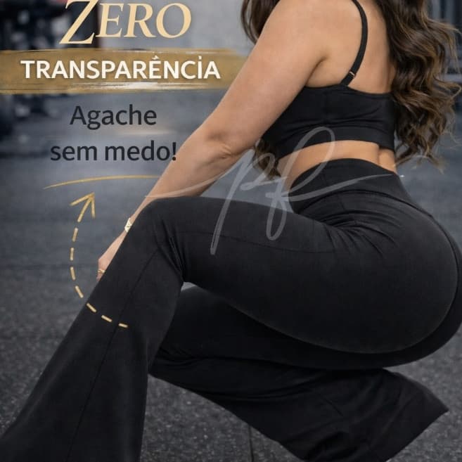 Calça Legging Flare Levanta Bumbum Cós Alto Modeladora Calça Bailarina Feminina