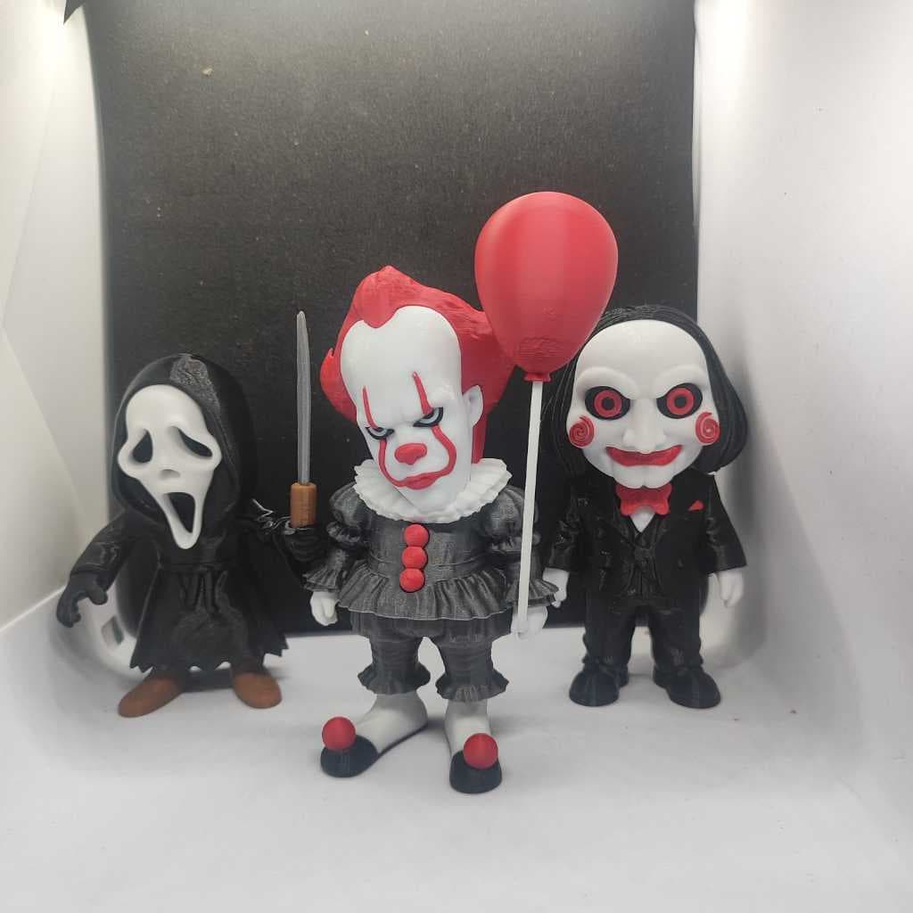 Boneco Terror Action Figure Colecionável | IT Pennywise GhostFace JigSaw | Halloween Geek