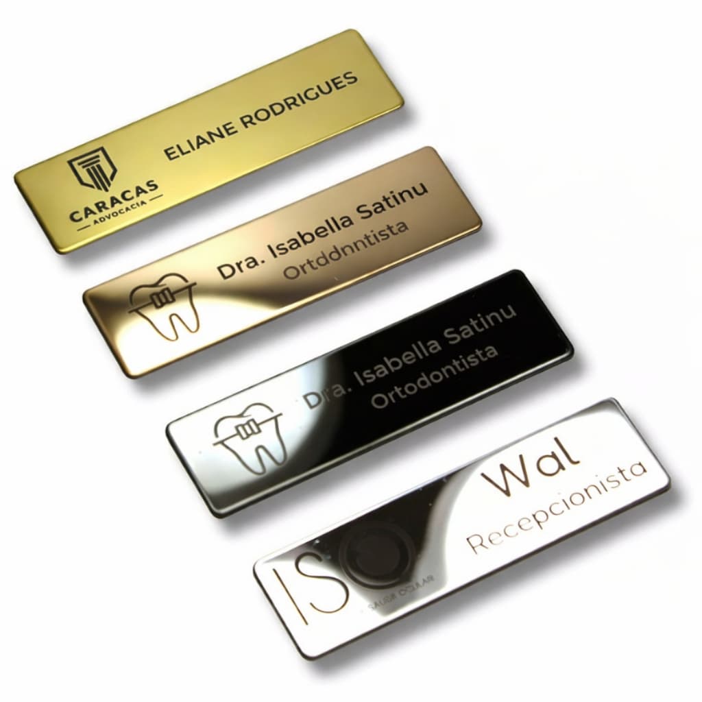 Broche Personalizado Crachá DE Metal com Nome Logo Empresa Ouro 18k Prata 925