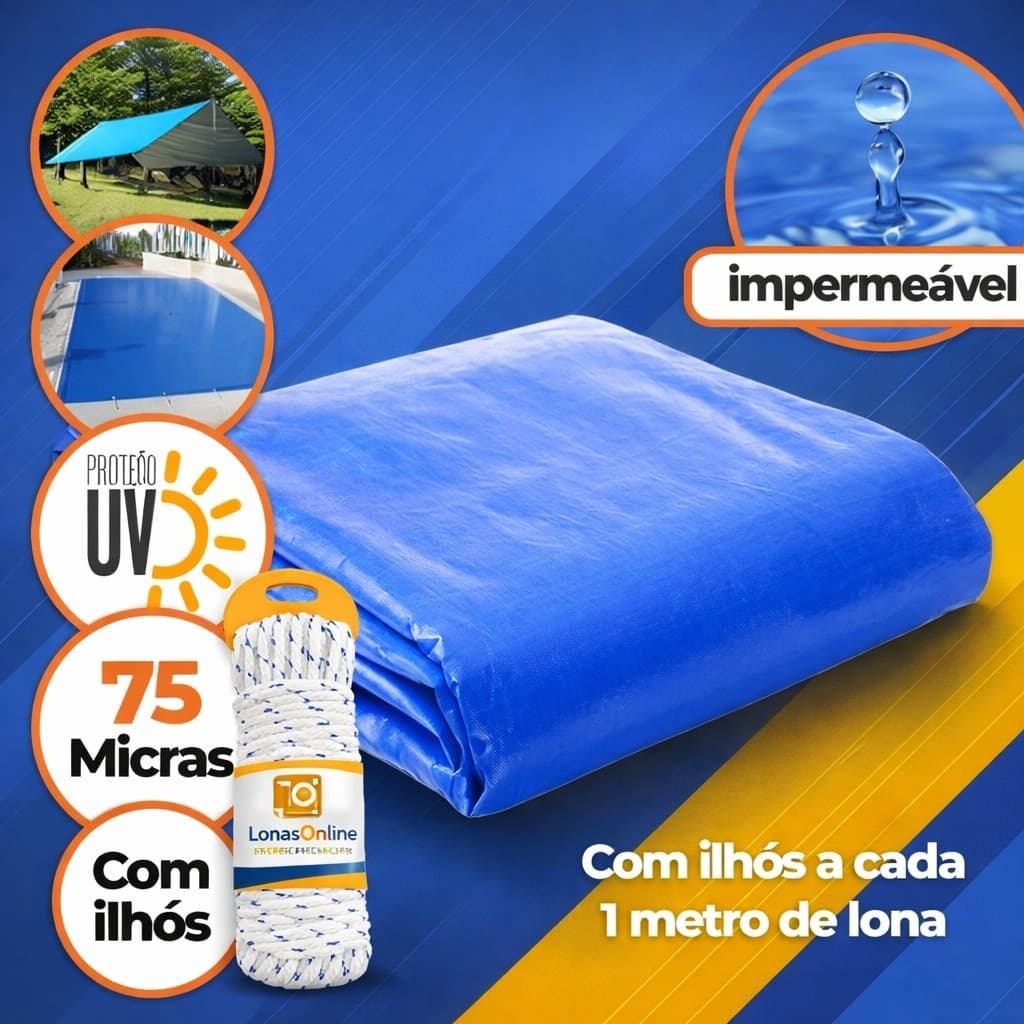 Lona 2x2 3x2 3x3 4x3 4x4 5x3 5x4 5x5 6x3 6x4 6x5 Reforçada Piscina Construção Impermeável + Corda