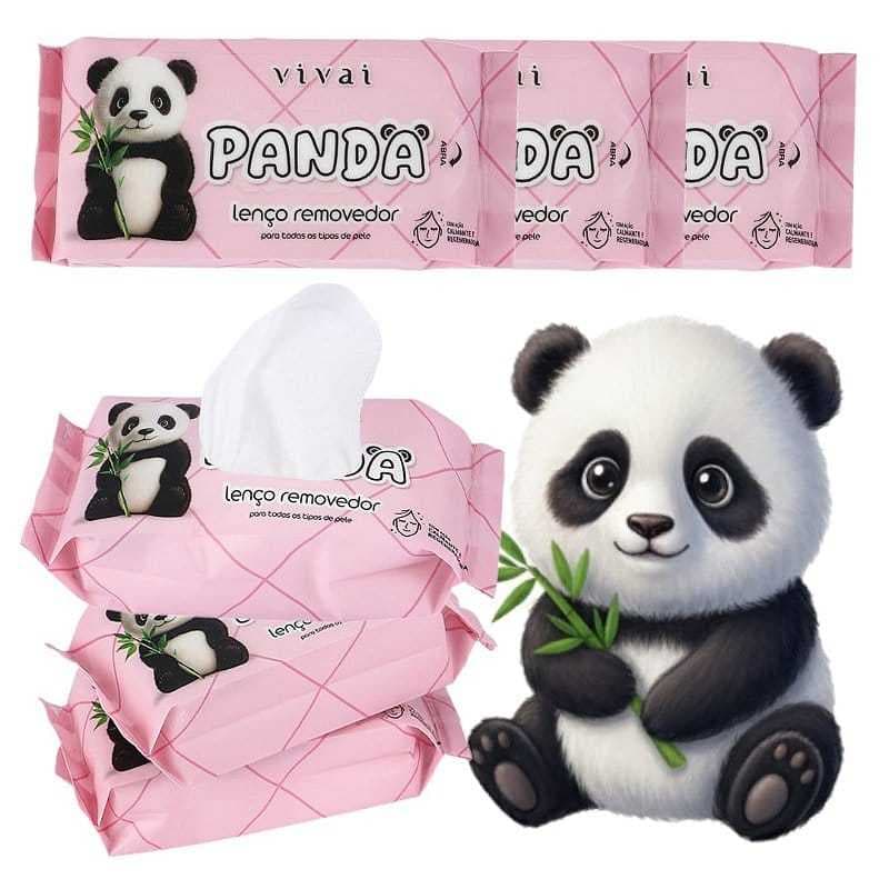 Mini Lenço Demaquilante Panda Vivai Removedor de Maquiagem Facial para Todos os Tipos de Pele