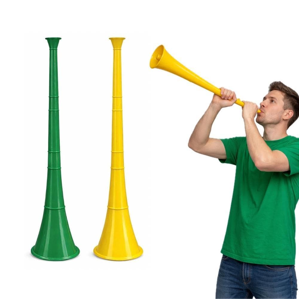 Vuvuzela 60cm Grande para Torcida Copa Futebol Verde Amarela Som Potente