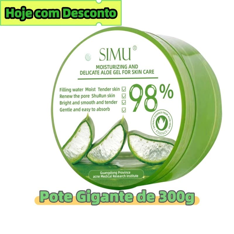 Gel de Aloe Vera e Babosa 98% 300g - Hidratante Facial e Corporal para Pele Oleosa