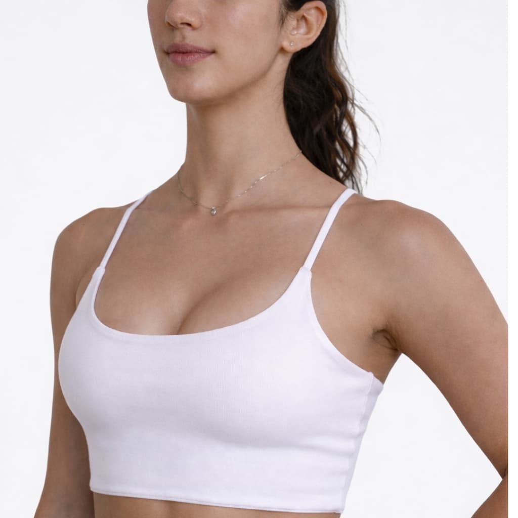 Top Branco Com Bojo Removível Feminino Para Fitness Musculação Academia Dia a Dia Casual Treino