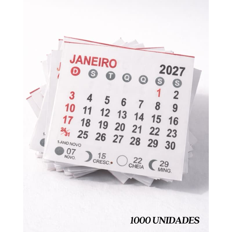 Mini Calendário de Bloco 2027 - 5x5 cm - 1000 Unidades