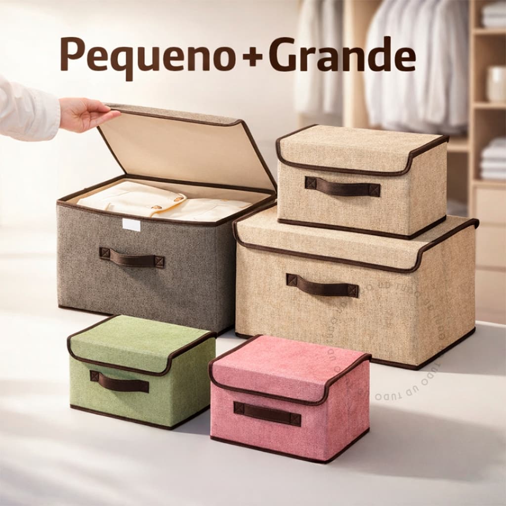 Kit 1/2 Caixas Multiuso Organizadora Colors Dobrável TNT Armários Guarda Roupas