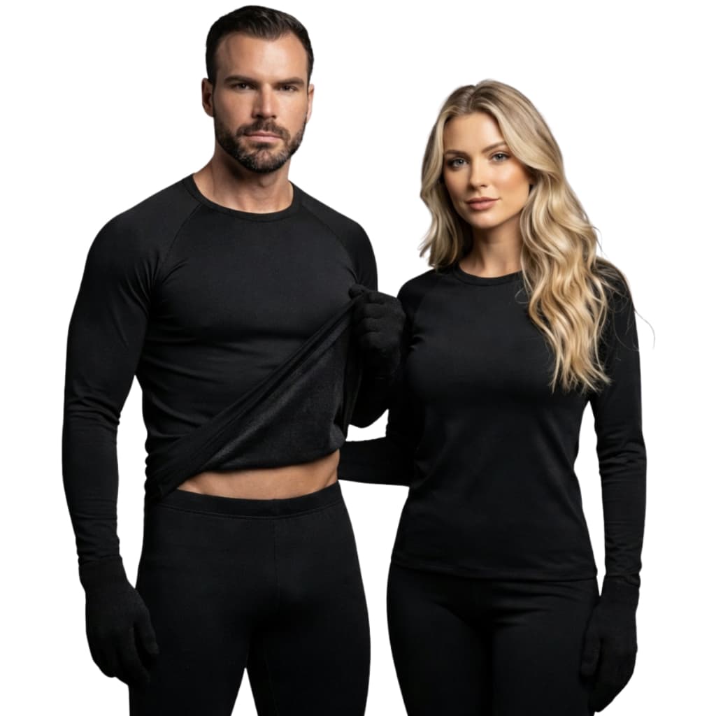 Conjunto Segunda Pele Térmica Flanelado Frio Intenso Preto masculino feminino