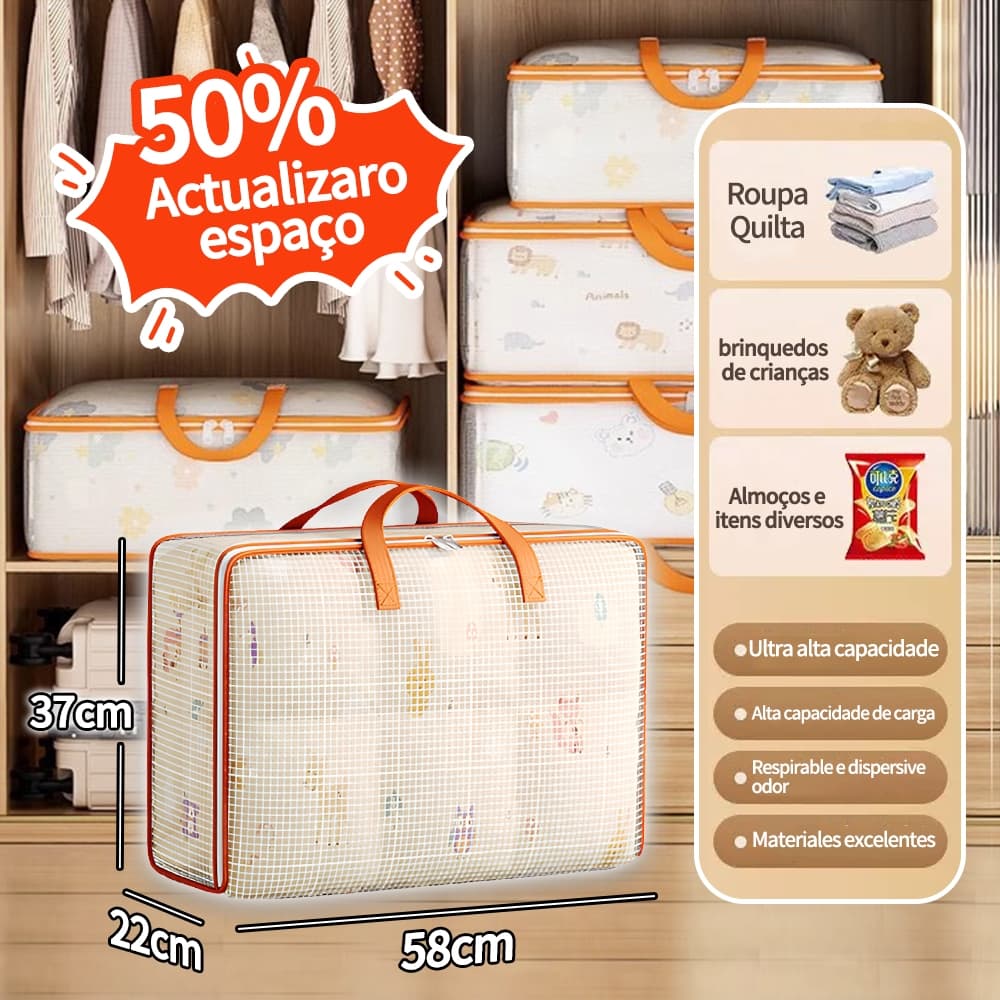 KIT 1/2/3/4 Sacos para cobertores com zíper são usados ​​para organizar o guarda-roupa e guardar roupas 60*25*50cm