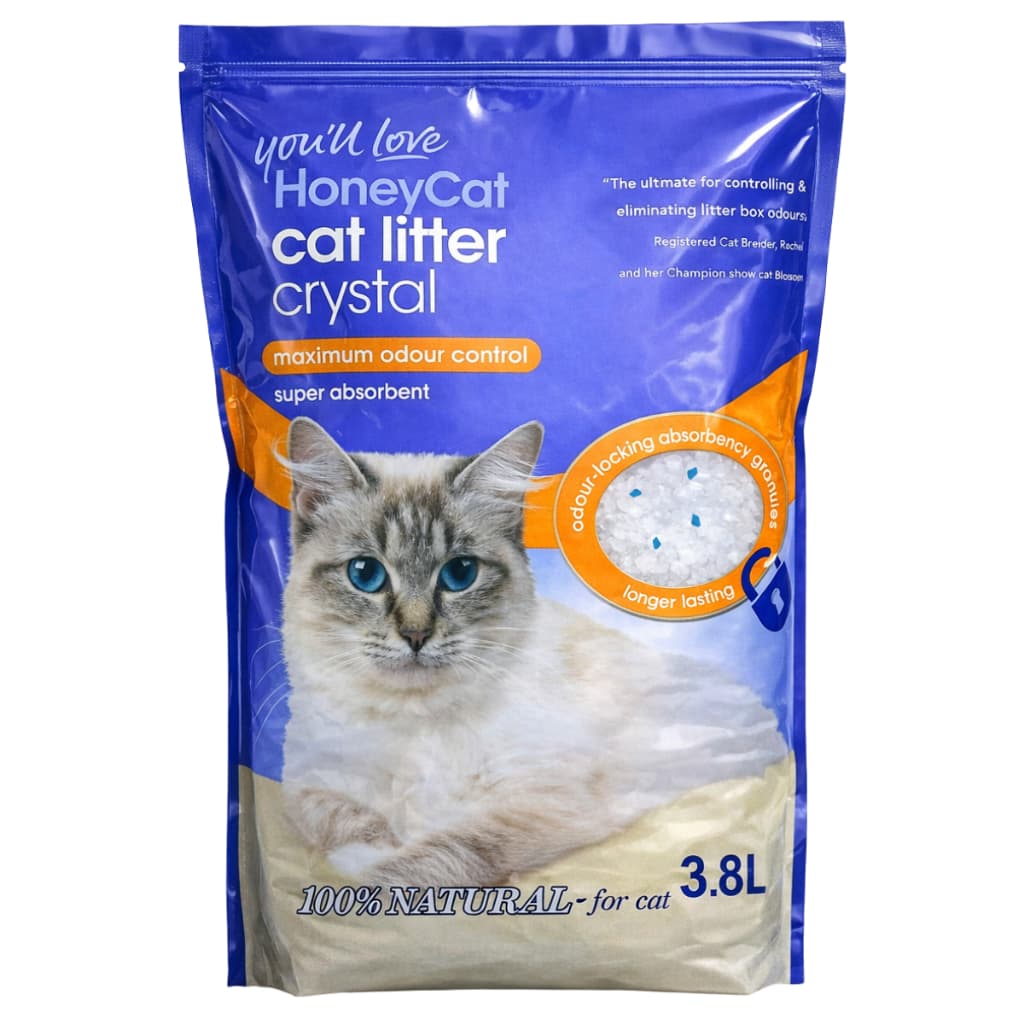 Areia Sanitária Higiênica para Gatos Cristas de Sílica Grossa Ultra Absorvente HoneyCat 1,6kg