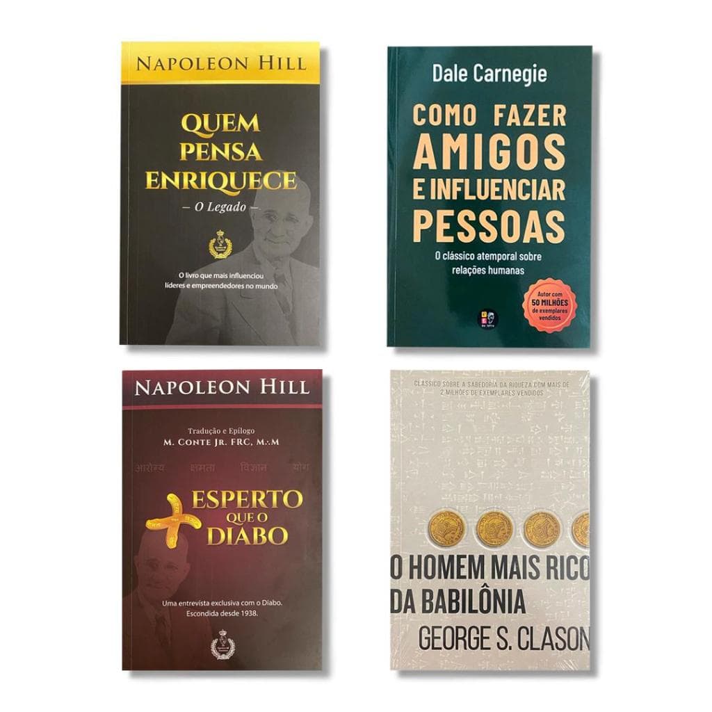 Kit 4 Livros O Homem Mais Rico da Babilônia + Quem Pensa Enriquece + Mais Esperto Que O Diabo - Napoleon Hill