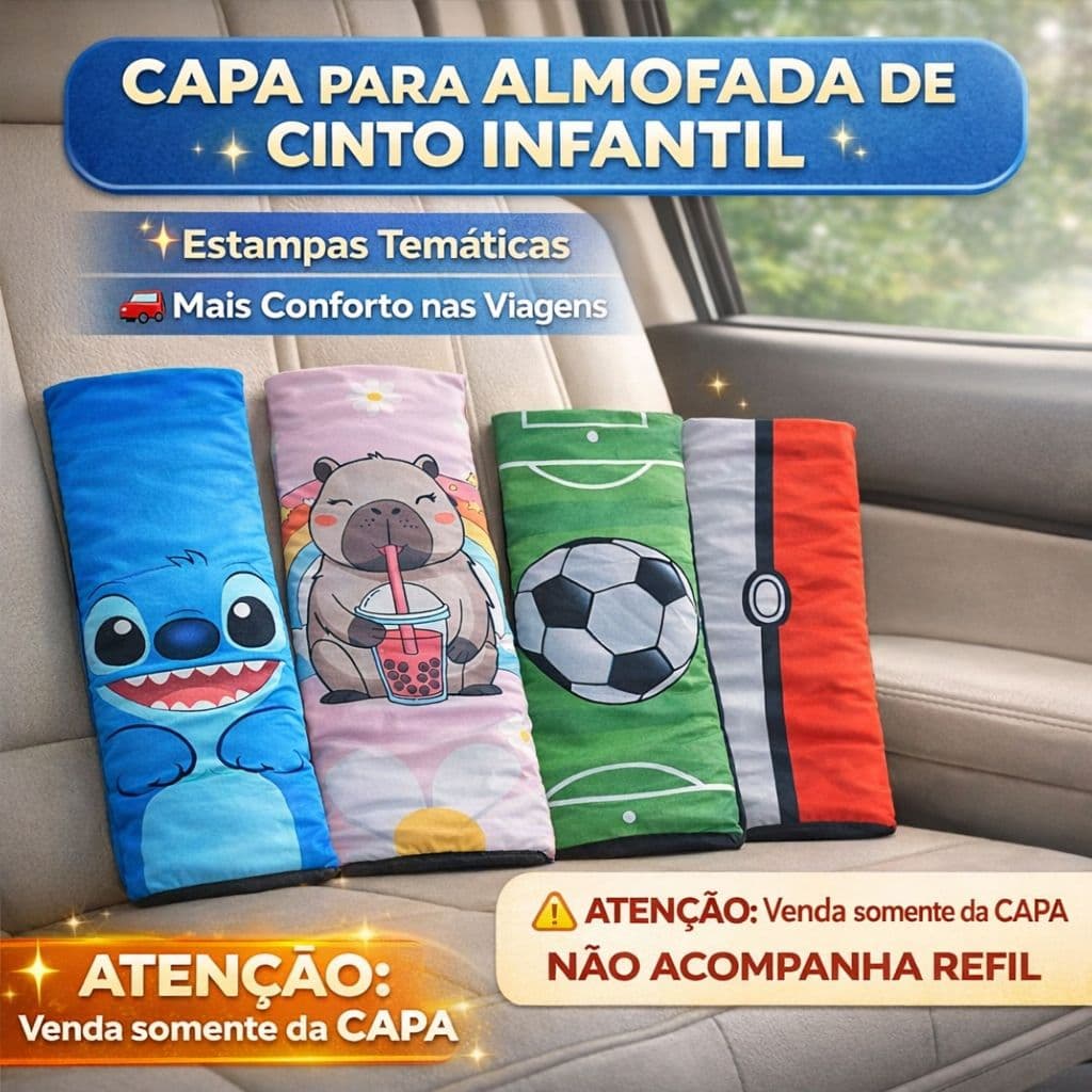 CAPA para Almofada Protetora Para Cinto Segurança Carro Viagem Descanço Conforto Sublimação