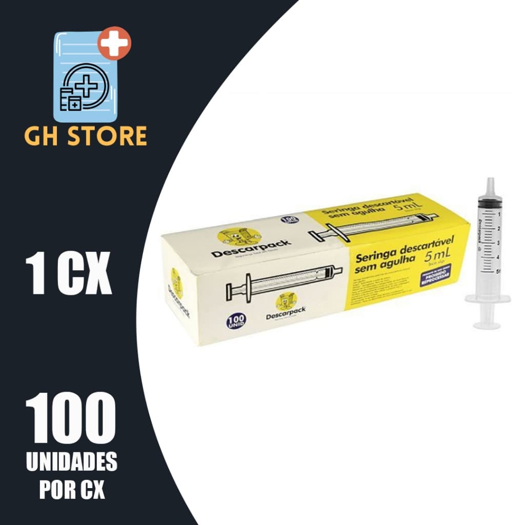 Seringa Descartável 5ml Luer Slip Estéril C/100un - Descarpack