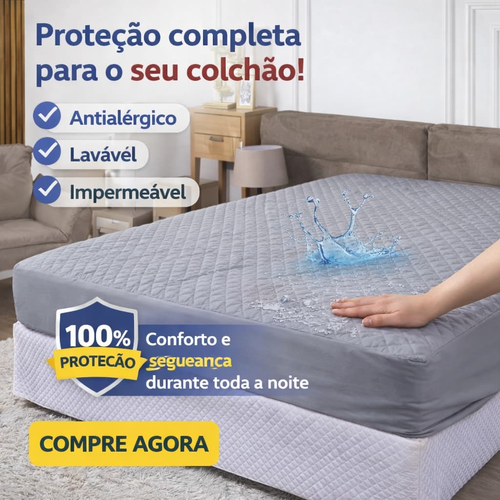 Protetor Colchão Lençol Impermeável com Elástico Avulso - Berço Solteiro Casal Queen e King