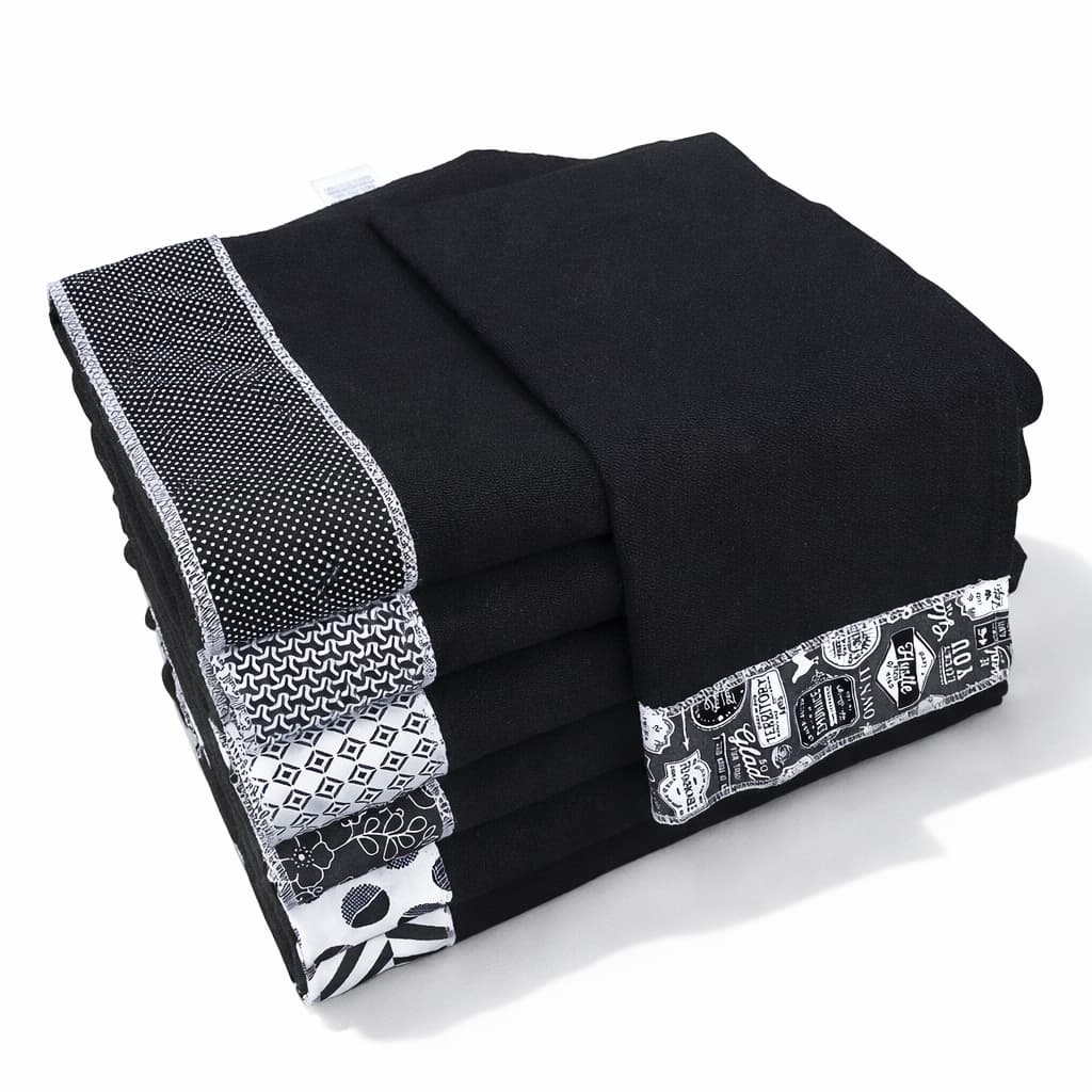 Pano De Prato Preto Gourmet Barrado Minimalista Gourmet 5 unid