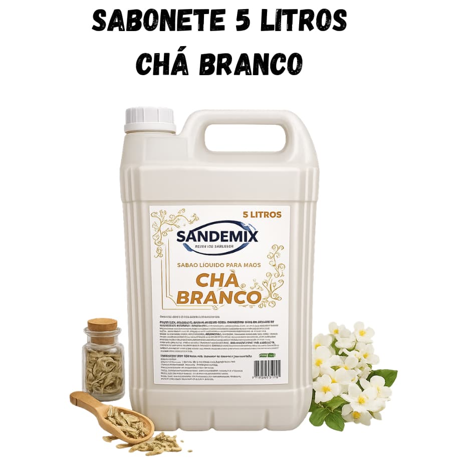 Sabonete Líquido Chá Branco 5L Essencias Perfumado Hidratante Limpeza Suave Galão Econômico