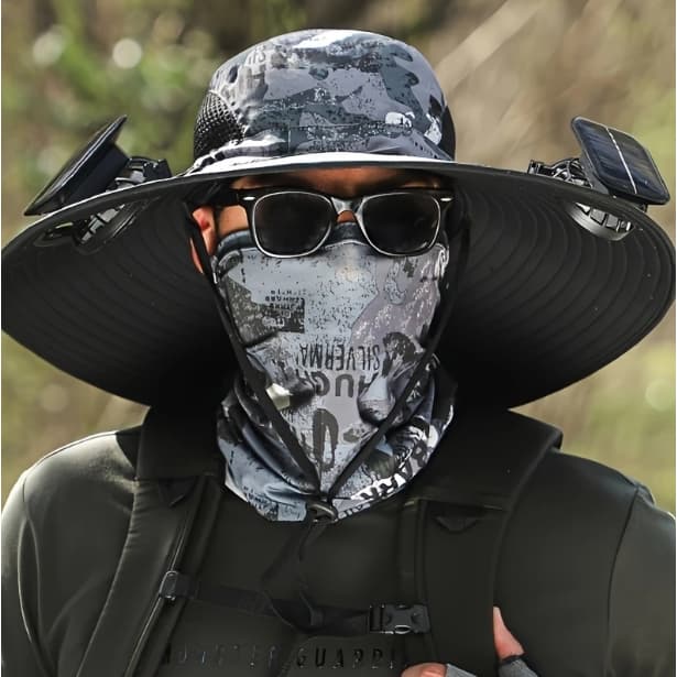 Chapéu Ventilador Solar Ajustável Impermeável Refrescante Com Proteção UV Para Pesca Praia Trilha