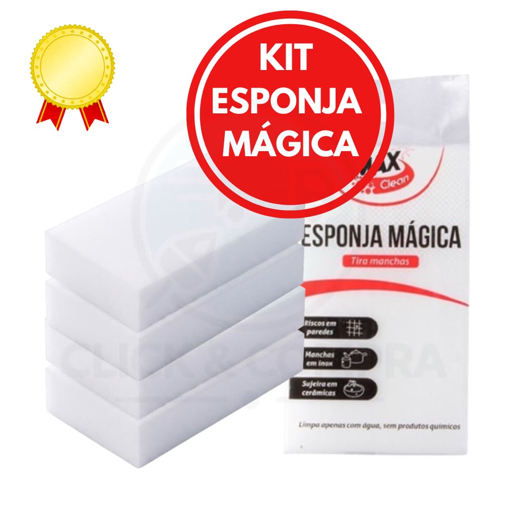 Esponja Mágica de Melamina Branca Para Cozinha e Banheiro Tira Mancha e Sujeira