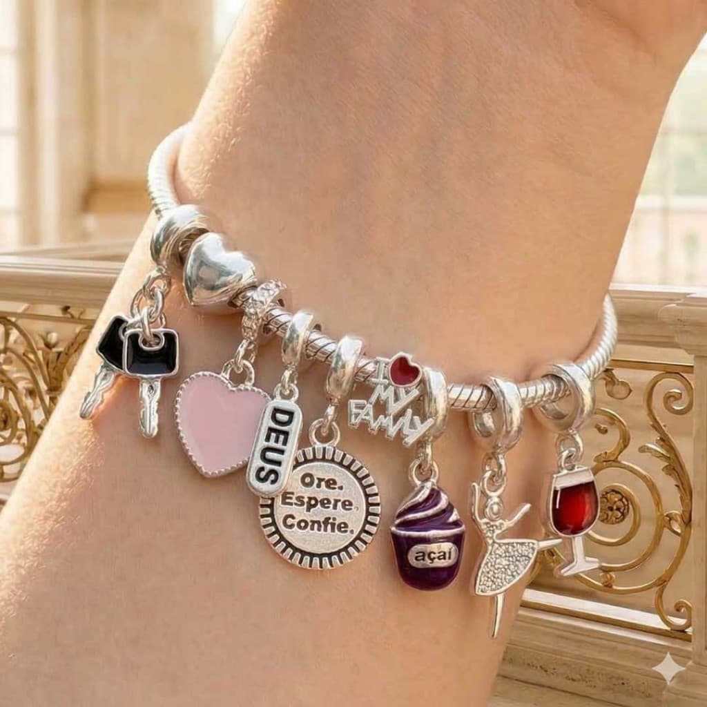 Berloques Diversos Banhados a Prata 925 Pingentes Para Pulseira