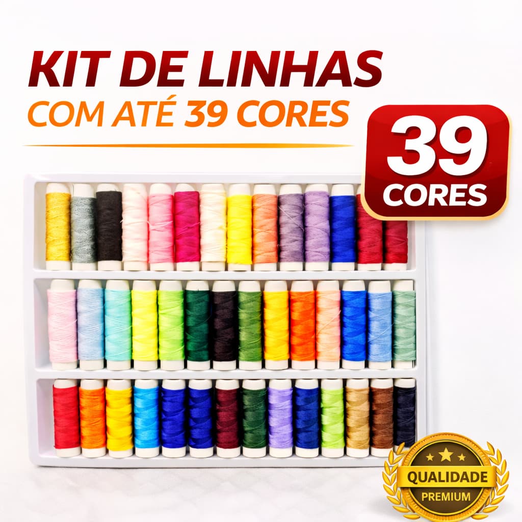 Kit Linha de Costura Sortidas – Até 39 Cores Retrós para Artesanato, Consertos e Patchwork