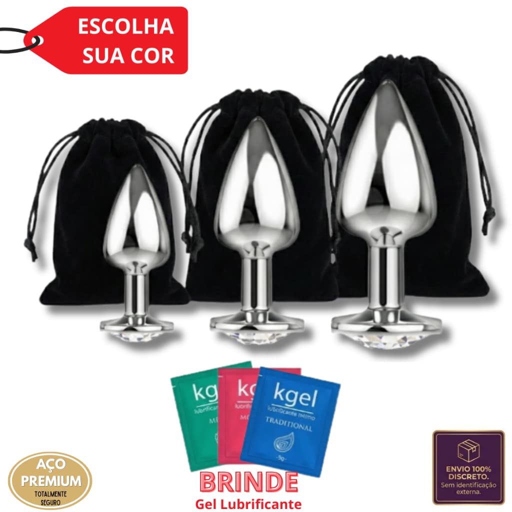 Acessório Plug Aço Polido Luxo Premium - Coleção Colors (P M G) - Iniciante Envio 100% Discreto