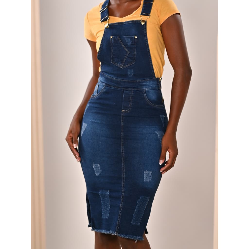 Jardineira Jeans Moda Evangélica Anagrom Destroyed REF.4050