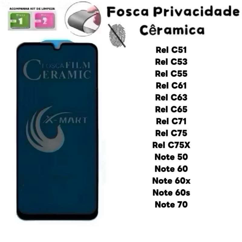 Película Cerâmica Fosca Privacidade para Realme C51 C53 C55 C61 C63 C65 C67 C71 C75 C75x  Note60 Note 50 60 60x 60s 70