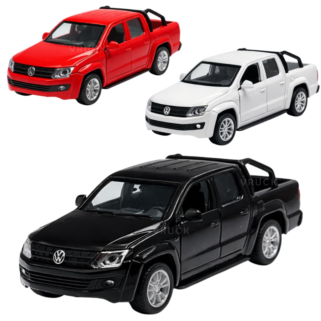 Amarok Miniatura Caminhonete Volkswagen METAL com Portas que Abrem fricção Vermelha Branca Preta