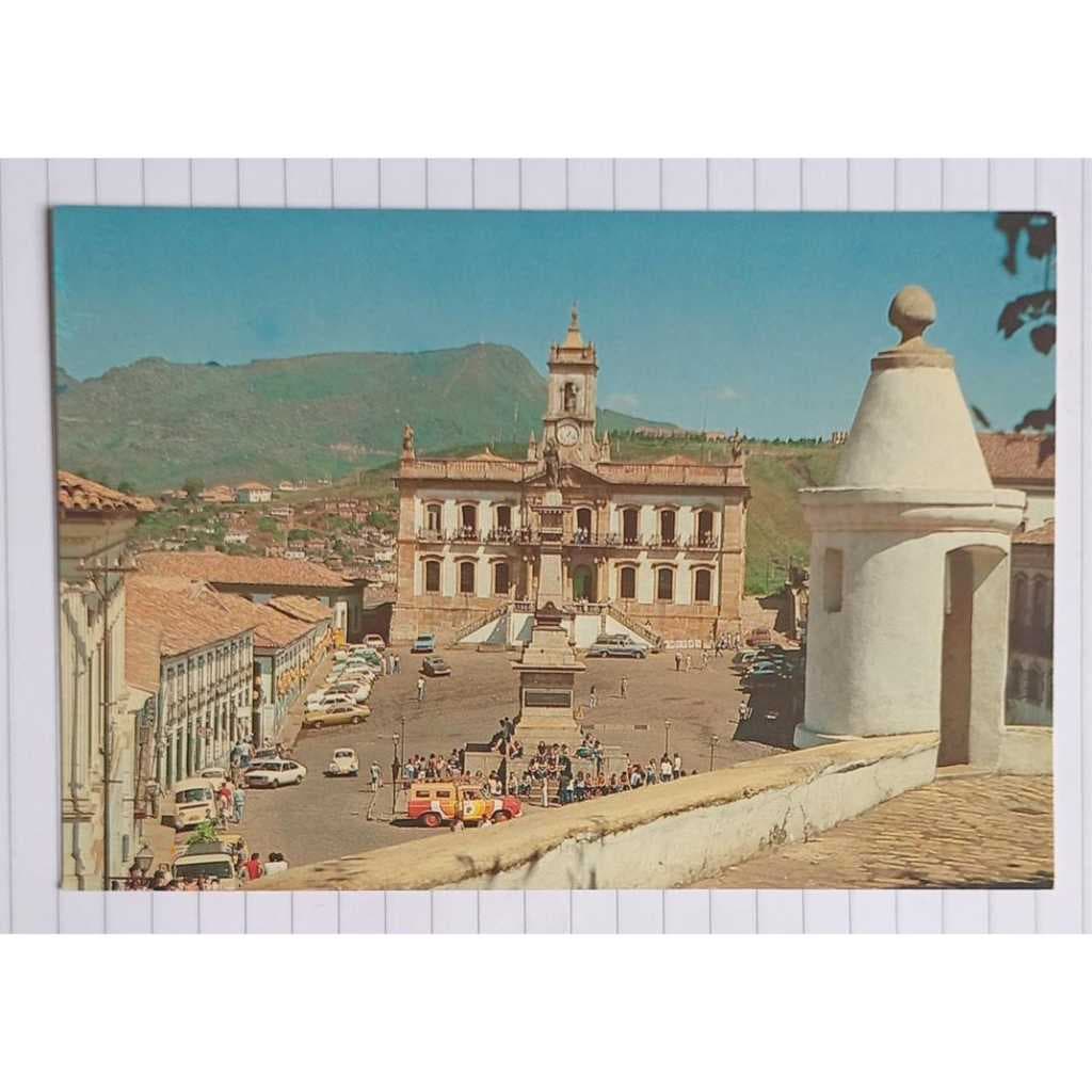 Cartão Postal Ouro Preto MG Praça Tiradentes Museu da Inconfidência Minas Histórica Antigo Colecionável