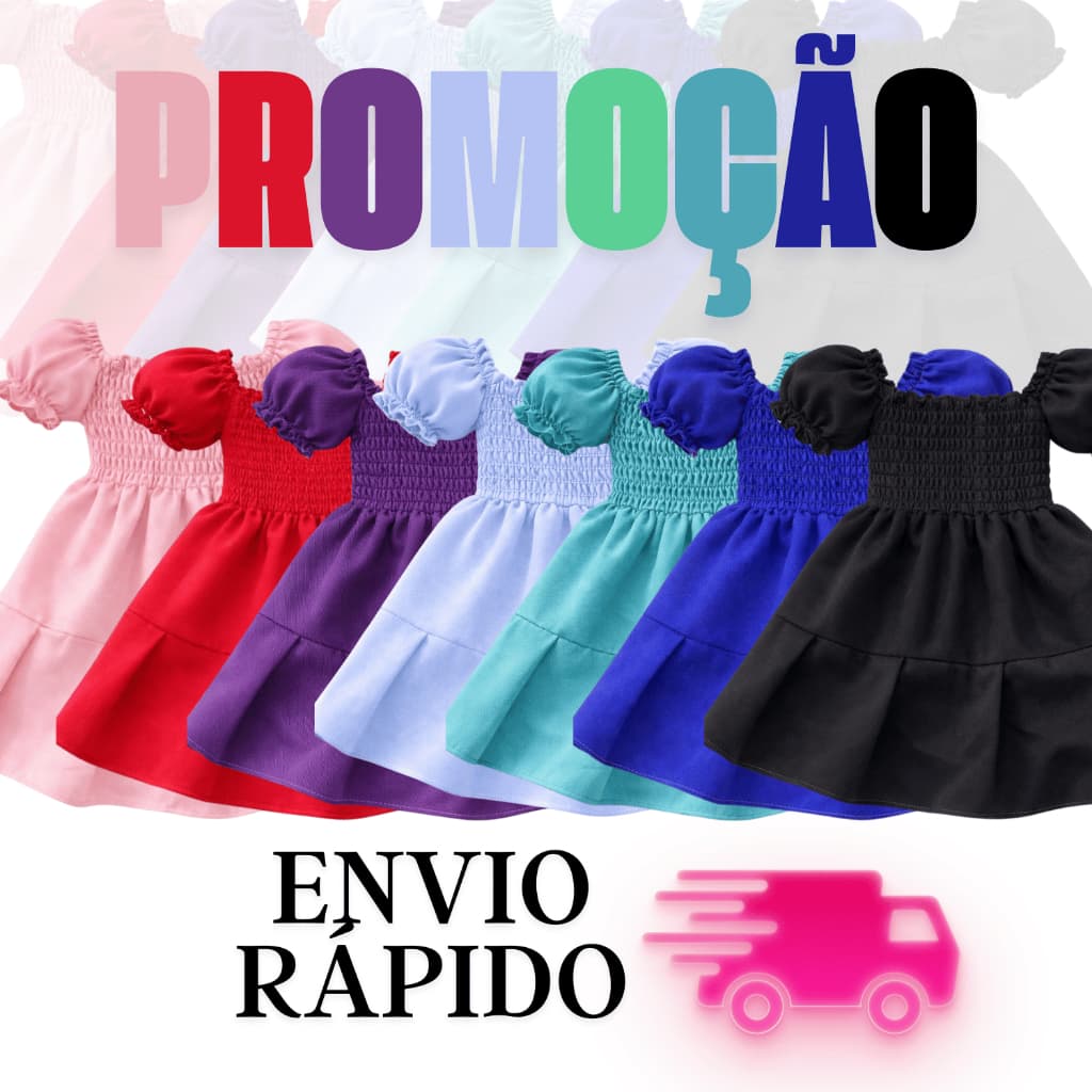 Vestido Infantil Feminino Lastex Manga Bufante Rodado Casual Bebê Criança Roupa de Menina