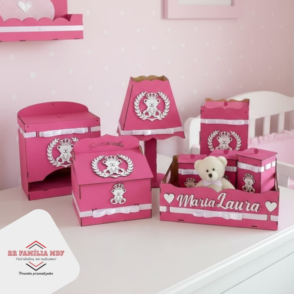 Kit Higiene Bebe Colorido Modelo Urso Fita