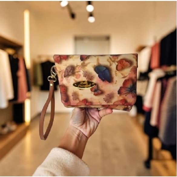 Carteira Feminina Artesanal de Mão Estampada em Tecido premium com Zíper