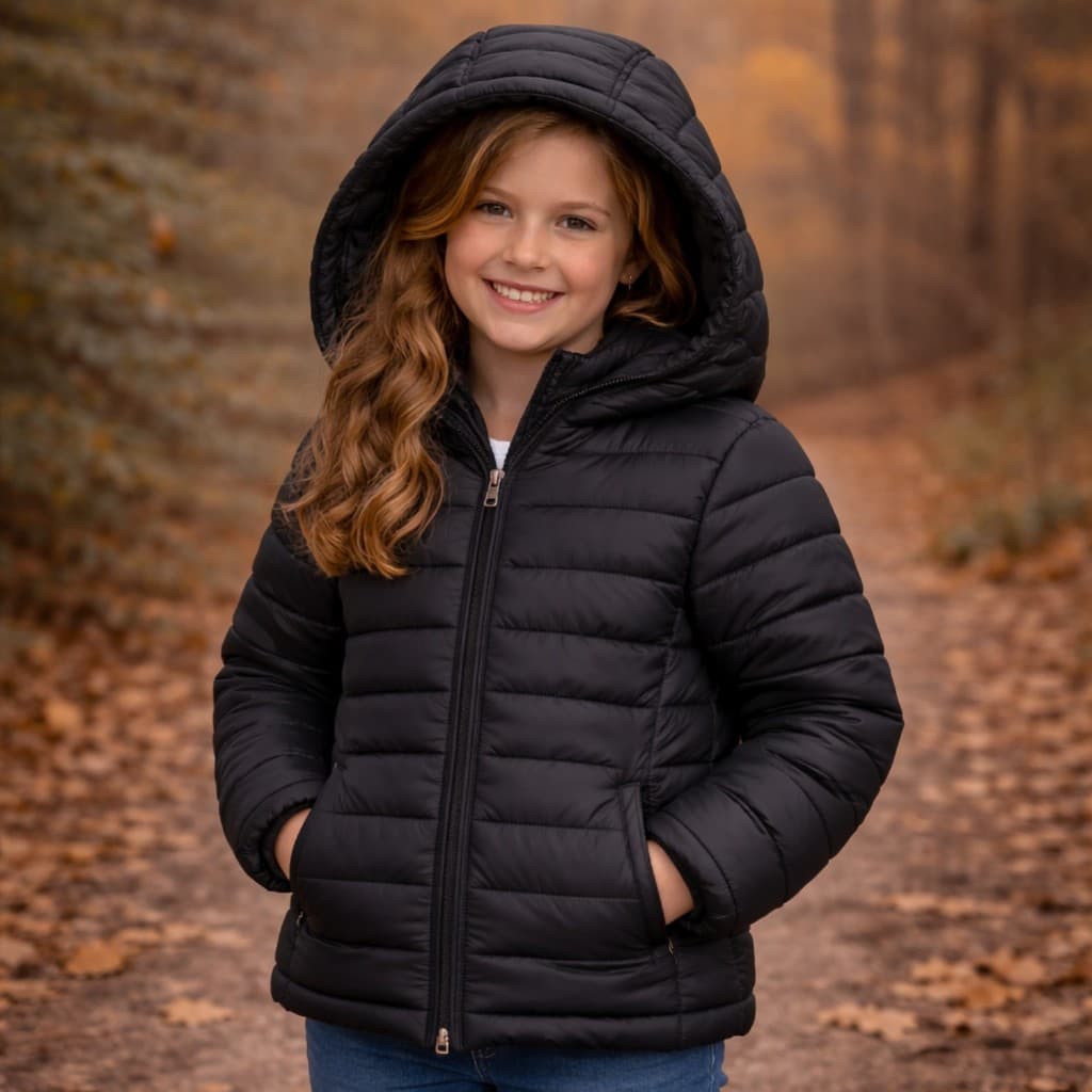 Jaqueta Puffer Infantil Feminina Bobojaco Pelinho Forrada Capuz Removivel Frio Intenso