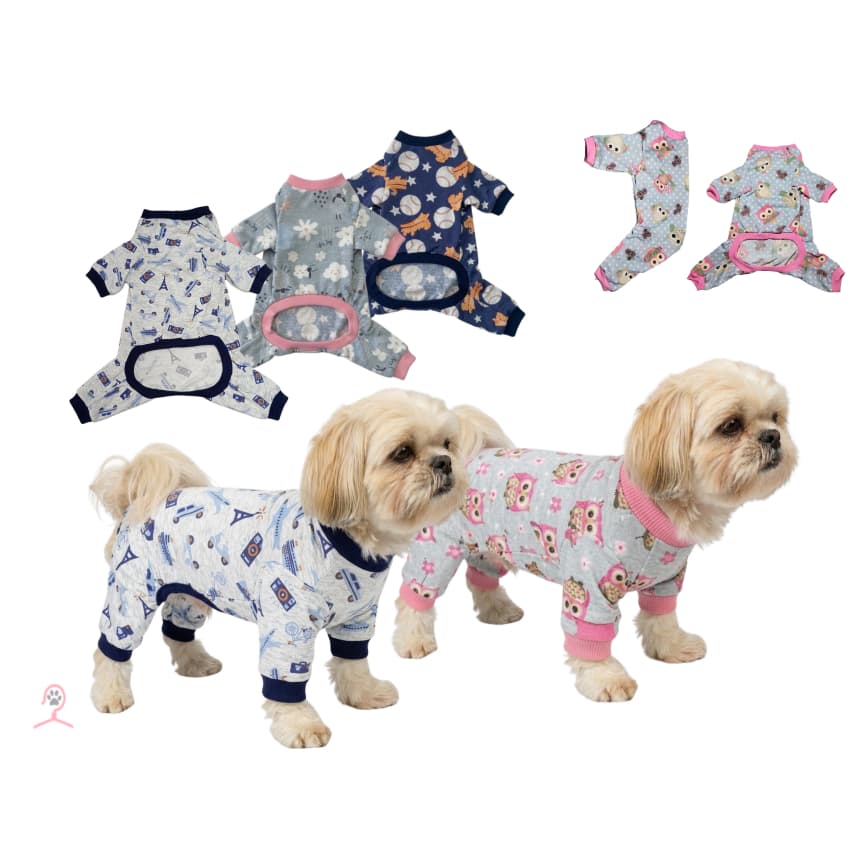 Macacão Pijama Roupa Pet Estampado para Cachorro Peq. Raças e Gatos
