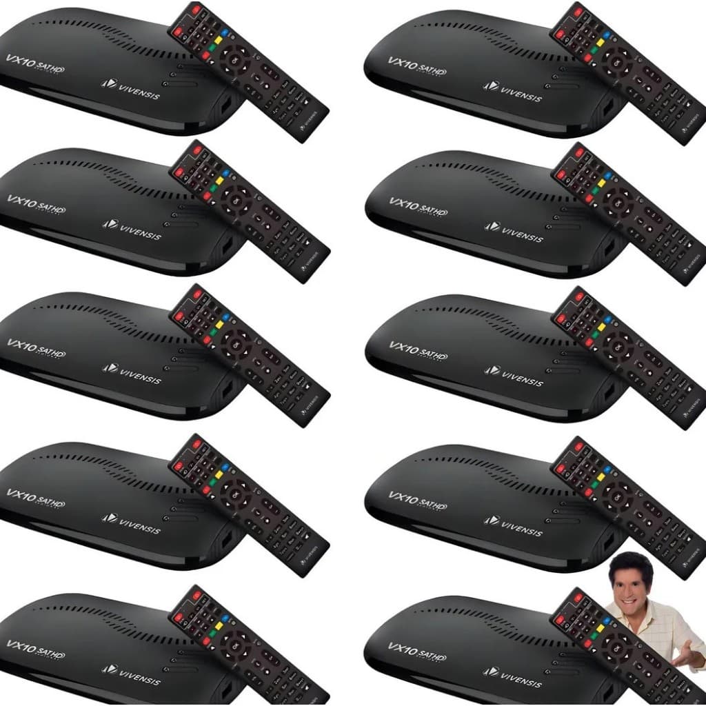 Kit 10 Receptor Digital Vx10 Tv Sat Hd Ku 5g - Vivensis Preto 127/220v