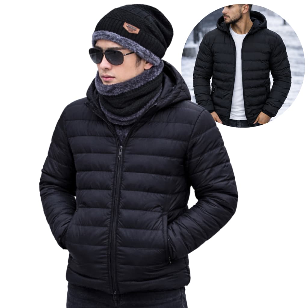 Bobojaco Jaqueta Puffer + Gorro e Gola Forrada Pelinho Inverno Acolchoada Reforçada Nylon Frio