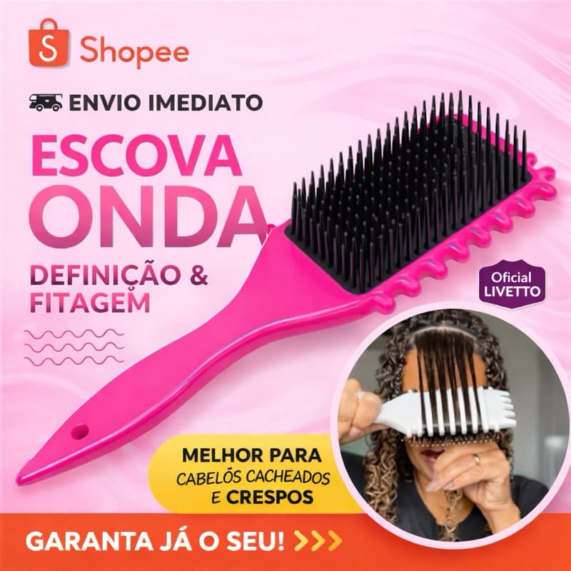 Escova Onda Finalizadora Beauty Flash Finalização para Cabelos Cacheados e Crespos ÓTIMA FINALIZAÇÃO