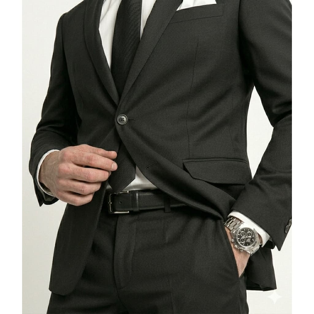 Terno Preto Social Masculino Slim Gramatura 180 Linha Oxford Euro (Paletó e Calça)