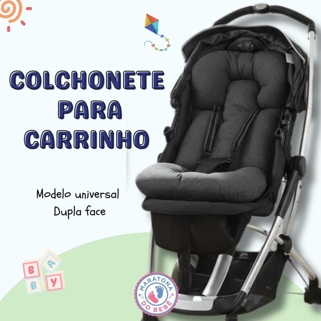 Colchonete Carrinho Bebe Dupla Face Algodão Estampado Menina Menino