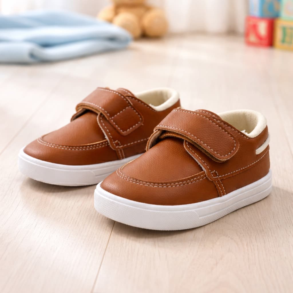 Sapatinho Bebê Social Masculino Mocassim Velcro Batizado Casamento Confortável Antiderrapante