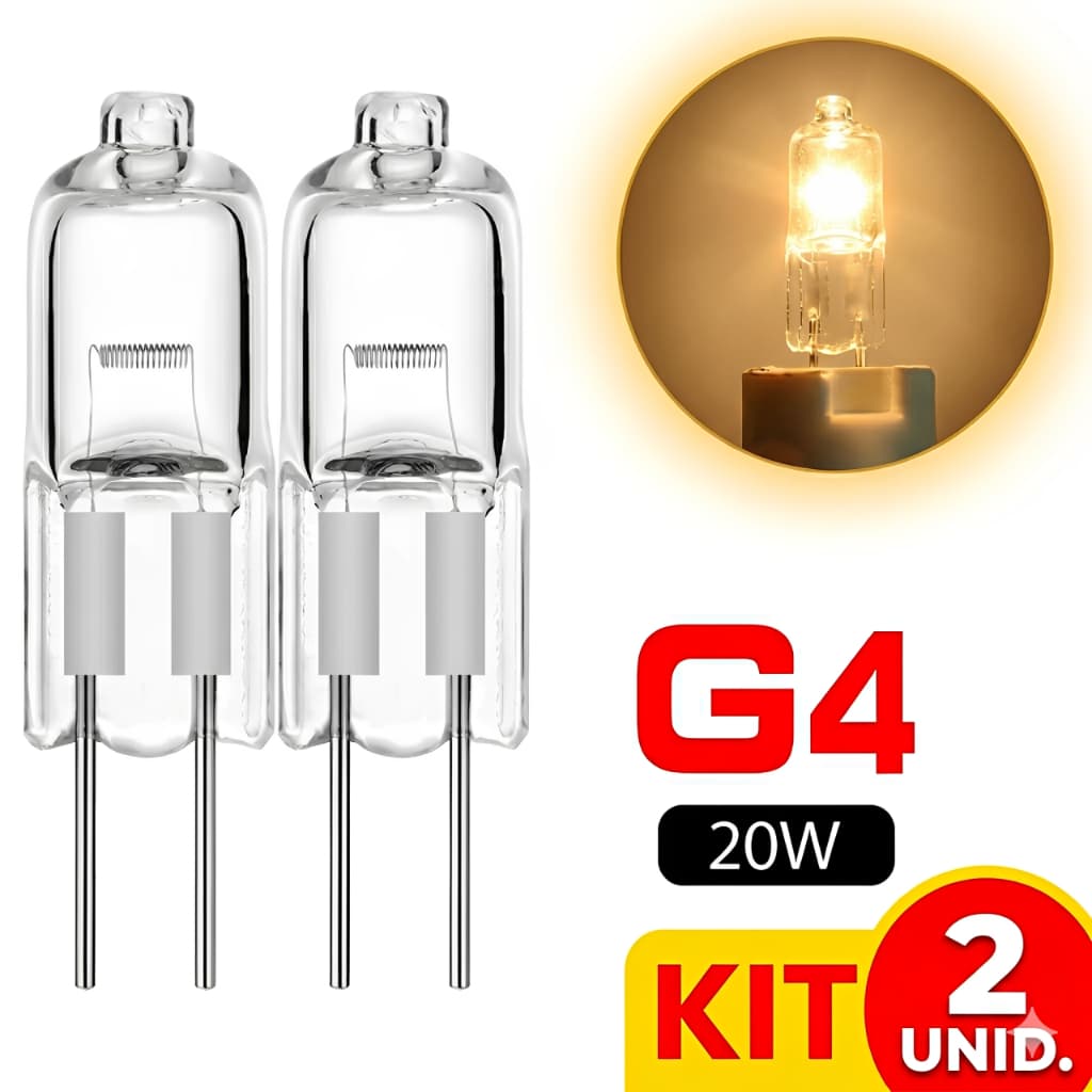 2 unidades = Lampada Halogena Bipino Jc 12v 20w G4 50hz