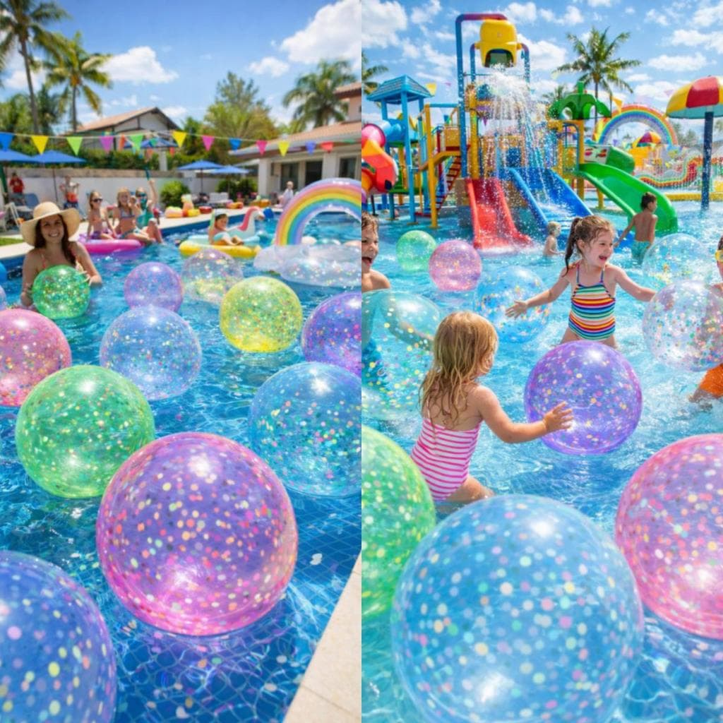 kit 10 Bolas de vinil confete 40cm para decoração de piscina festa e lembrancinhas - Varias cores